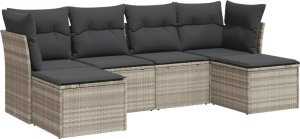 vidaXL vidaXL 6-cz. zestaw mebli ogrodowych, z poduszkami, jasnoszary 2