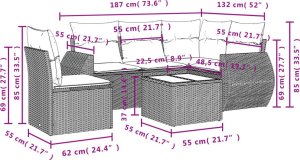 vidaXL 6-cz. zestaw mebli ogrodowych, z poduszkami, jasnoszary 3