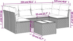 vidaXL 7-cz. zestaw wypoczynkowy do ogrodu, z poduszkami, jasnoszary 3