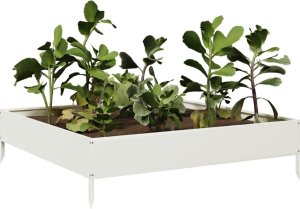 vidaXL vidaXL Podwyższona donica, biała, 100x100x26 cm, stal 3