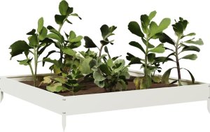 vidaXL vidaXL Podwyższona donica, biała, 100x100x18,5 cm, stal 3