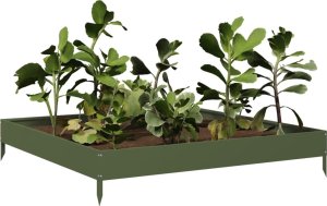 vidaXL vidaXL Podwyższona donica, oliwkowa, 100x100x18,5 cm, stal 3