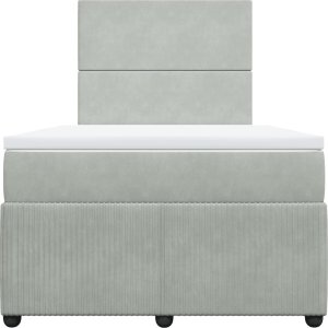 vidaXL Łóżko kontynentalne z materacem, jasnoszare, 120x200cm, aksamit 4