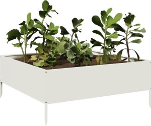 vidaXL vidaXL Podwyższona donica, biała, 100x100x25 cm, stal 3