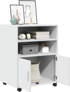 vidaXL Szafka na kółkach, biała, 60x48x81 cm 3