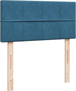 vidaXL Łóżko kontynentalne z materacem, niebieskie, 90x200 cm, aksamit 5