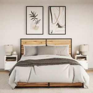 vidaXL vidaXL Ścienne szafki TV z LED, 2 szt., białe, 41x31x45 cm 4