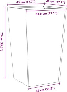 vidaXL vidaXL Donica ogrodowa, 45x45x75 cm, stal nierdzewna 10