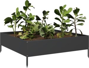 vidaXL vidaXL Podwyższona donica, czarna, 100x100x33,5 cm, stal 3