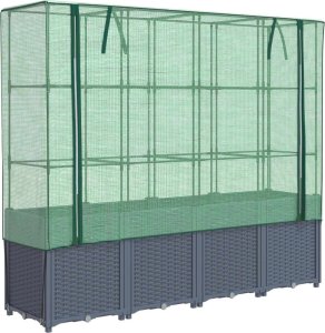 vidaXL vidaXL Podwyższona donica ze szklarnią, wygląd rattanu, 160x40x153 cm 2