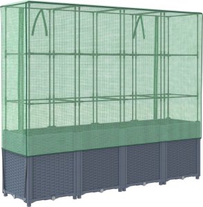 vidaXL vidaXL Podwyższona donica ze szklarnią, wygląd rattanu, 160x40x153 cm 6