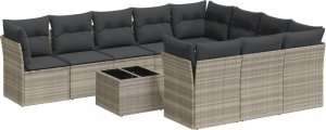 vidaXL 11-cz. zestaw mebli ogrodowych z poduszkami, szary rattan PE 2