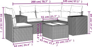 vidaXL 6-cz. zestaw mebli ogrodowych, z poduszkami, jasnoszary 3