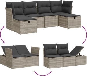 vidaXL vidaXL 6-cz. zestaw mebli ogrodowych, z poduszkami, jasnoszary 3