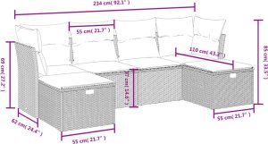 vidaXL vidaXL 6-cz. zestaw mebli ogrodowych, z poduszkami, jasnoszary 4