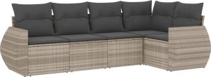 vidaXL vidaXL 5-cz. zestaw mebli do ogrodu, poduszki, jasnoszary rattan PE 2