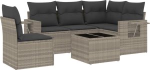 vidaXL 6-cz. zestaw mebli ogrodowych, z poduszkami, jasnoszary 2