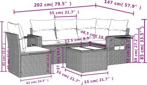 vidaXL 6-cz. zestaw mebli ogrodowych, z poduszkami, jasnoszary 9