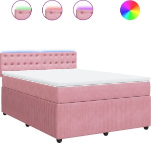 vidaXL vidaXL Łóżko kontynentalne z materacem, różowe, 140x200 cm, aksamit 2
