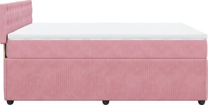 vidaXL vidaXL Łóżko kontynentalne z materacem, różowe, 140x200 cm, aksamit 7