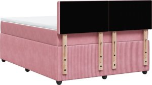 vidaXL vidaXL Łóżko kontynentalne z materacem, różowe, 140x200 cm, aksamit 8