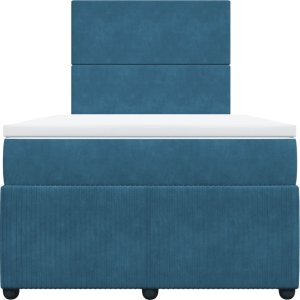 vidaXL Łóżko kontynentalne z materacem, ciemnoniebieskie, 120x200 cm 4
