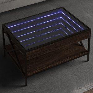 vidaXL vidaXL Stolik kawowy z LED Infinity, brązowy dąb, 70x50x38 cm 1