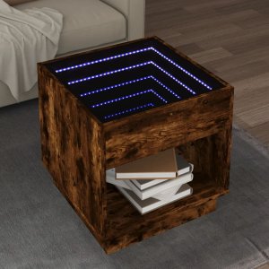 vidaXL vidaXL Stolik kawowy z LED Infinity, przydymiony dąb, 50x50x50 cm 1