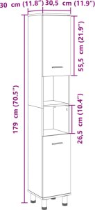 vidaXL vidaXL Szafka łazienkowa, dąb sonoma, 30,5x30x179 cm 10