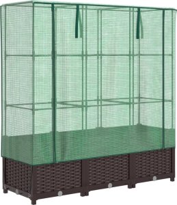 vidaXL vidaXL Podwyższona donica ze szklarnią, wygląd rattanu, 120x40x138 cm 2