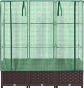 vidaXL vidaXL Podwyższona donica ze szklarnią, wygląd rattanu, 120x40x138 cm 4