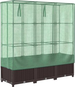 vidaXL vidaXL Podwyższona donica ze szklarnią, wygląd rattanu, 120x40x138 cm 6