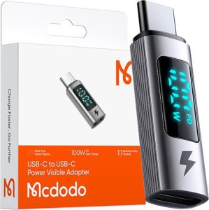 Mcdodo MCDODO ADAPTER PRZEJŚCIÓWKA USB-C USB TYP C SZYBKIE ŁADOWANIE 100W MIERNIK 1