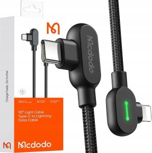 Kabel USB Mcdodo MCDODO KABEL KĄTOWY 90 USB-C LIGHTNING DWUSTRONNY DO IPHONE 13 14 LED 1M 1