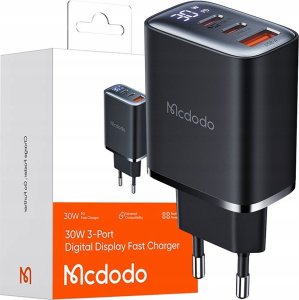 Ładowarka Mcdodo MCDODO SZYBKA ŁADOWARKA SIECIOWA DO IPHONE 2XUSB-C 1XUSB PD 30W MIERNIK LED 1