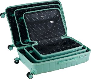 Wings Wings Zestaw 3 walizek podróżnych MUR01-3 polipropylen L,M,S Granite Green zielony 3