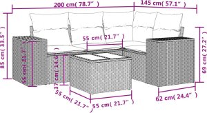 vidaXL 5-cz. zestaw mebli do ogrodu, poduszki, jasnoszary rattan PE 8
