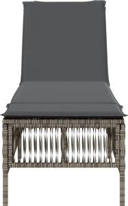 vidaXL vidaXL Leżak z poduszką, szary, polirattan 4