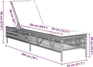 vidaXL vidaXL Leżak z poduszką, szary, polirattan 10