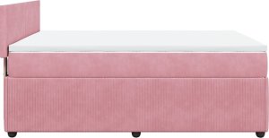 vidaXL vidaXL Łóżko kontynentalne z materacem, różowe, aksamit, 140x190 cm 7