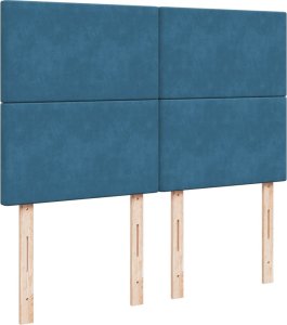 vidaXL Łóżko kontynentalne z materacem, niebieskie, aksamit, 140x190cm 7