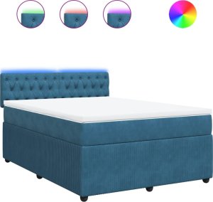 vidaXL vidaXL Łóżko kontynentalne z materacem, niebieskie, 140x190cm, aksamit 2