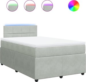 vidaXL vidaXL Łóżko kontynentalne z materacem, jasnoszare, 120x200cm, aksamit 2