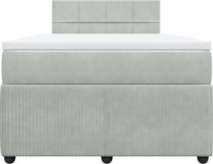 vidaXL vidaXL Łóżko kontynentalne z materacem, jasnoszare, 120x200cm, aksamit 6