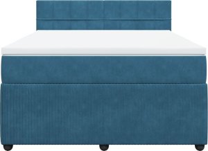 vidaXL vidaXL Łóżko kontynentalne z materacem, niebieskie, 140x190cm, aksamit 6