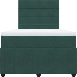 vidaXL Łóżko kontynentalne z materacem, ciemnozielone, 120x200 cm 4