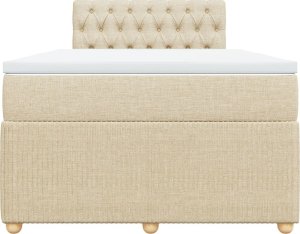 vidaXL Łóżko kontynentalne z materacem, kremowe, tkanina, 120x200 cm 4