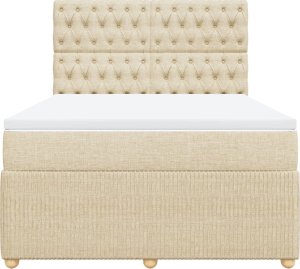 vidaXL vidaXL Łóżko kontynentalne z materacem, kremowe, tkanina, 140x200 cm 6