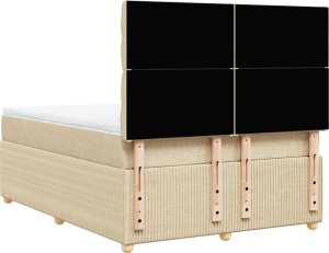 vidaXL vidaXL Łóżko kontynentalne z materacem, kremowe, tkanina, 140x200 cm 8