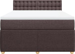 vidaXL Łóżko kontynentalne z materacem, brązowe, tkanina, 140x190 cm 4
